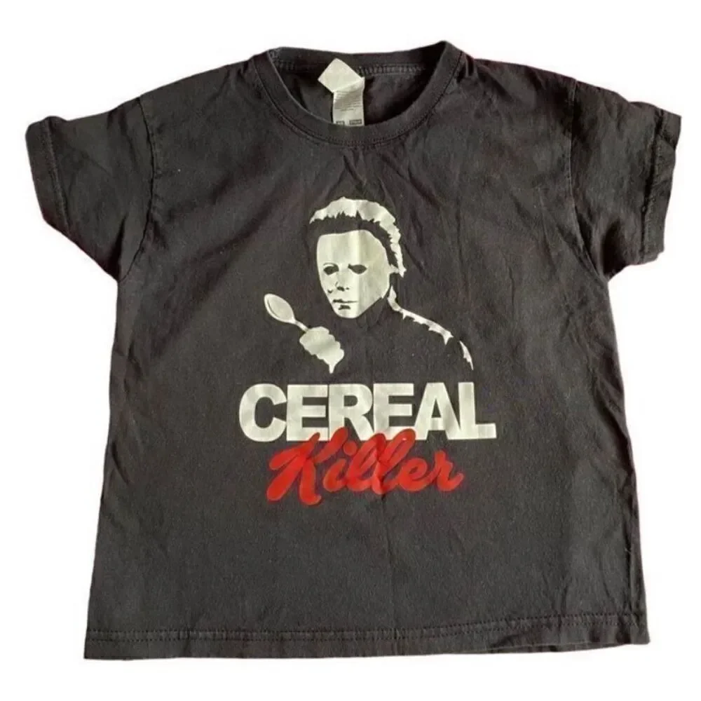 Michael Myers Fruit of the Loom cereal unisex kuds Halloween T-shirt, S/5/6